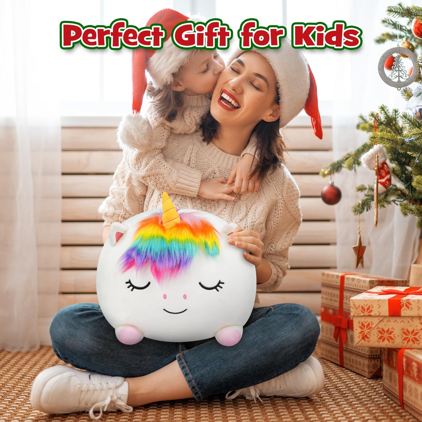 YIIQUWEN Unicorn Plush Set - 4 Baby Unicorns in One Soft Plush Pillow
