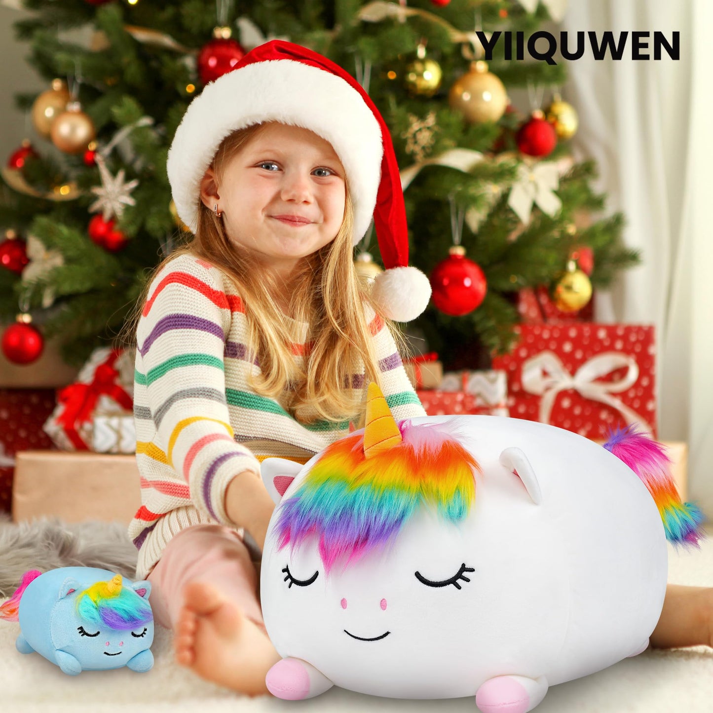 YIIQUWEN Unicorn Plush Set - 4 Baby Unicorns in One Soft Plush Pillow