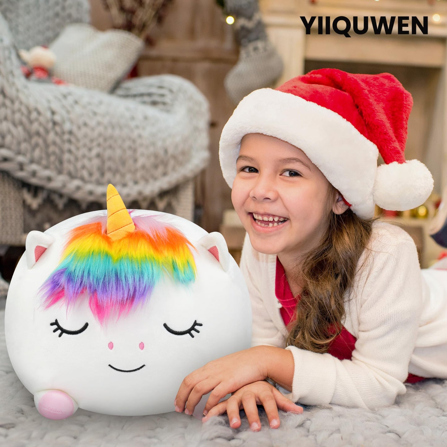 YIIQUWEN Unicorn Plush Set - 4 Baby Unicorns in One Soft Plush Pillow