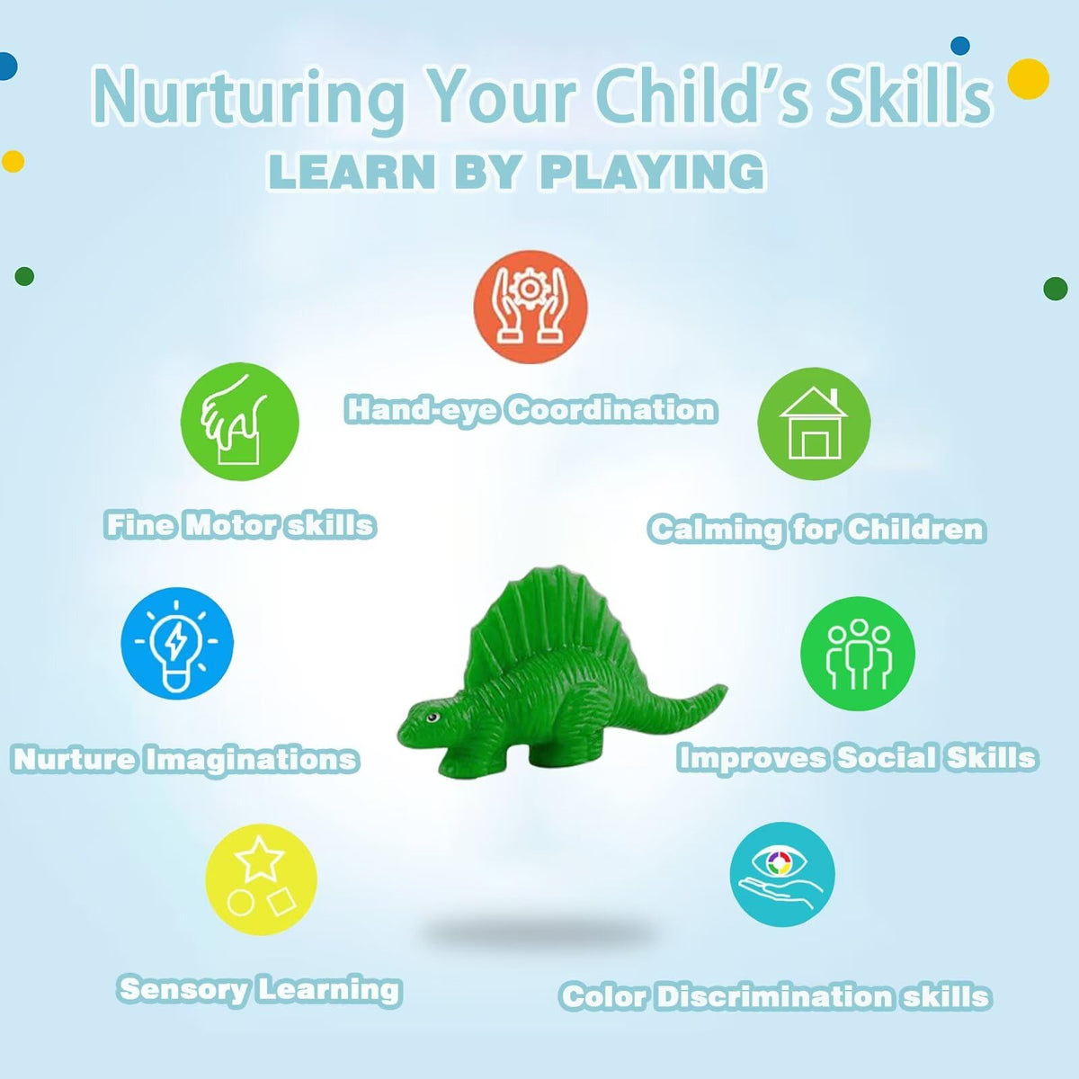 Yiklucg 18 Dino & Animal Molds Dough Toys with 15 Clays – Creative Gift for Kids Aged 3-8