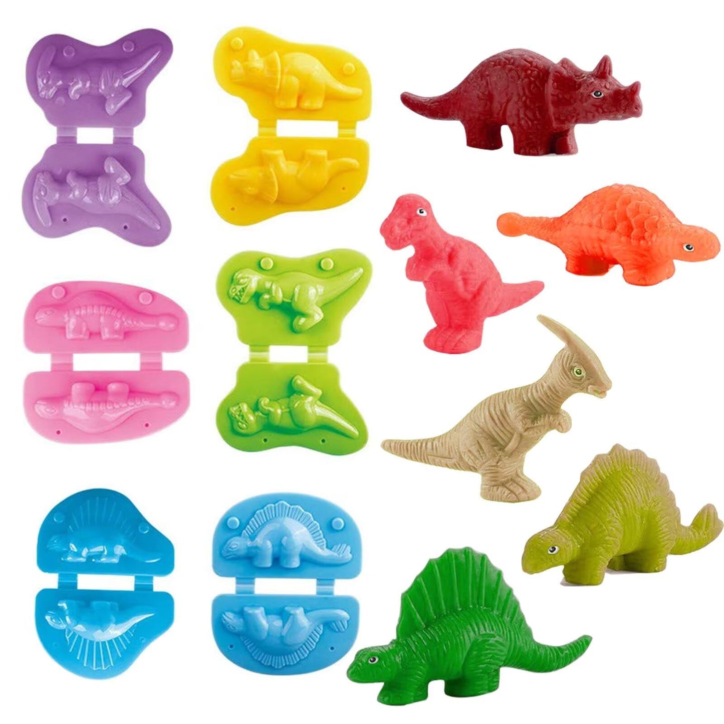 Yiklucg 6 Dino Molds Dough Toys Set with 5 Bright Clays – Creative Play for Kids Aged 3–8