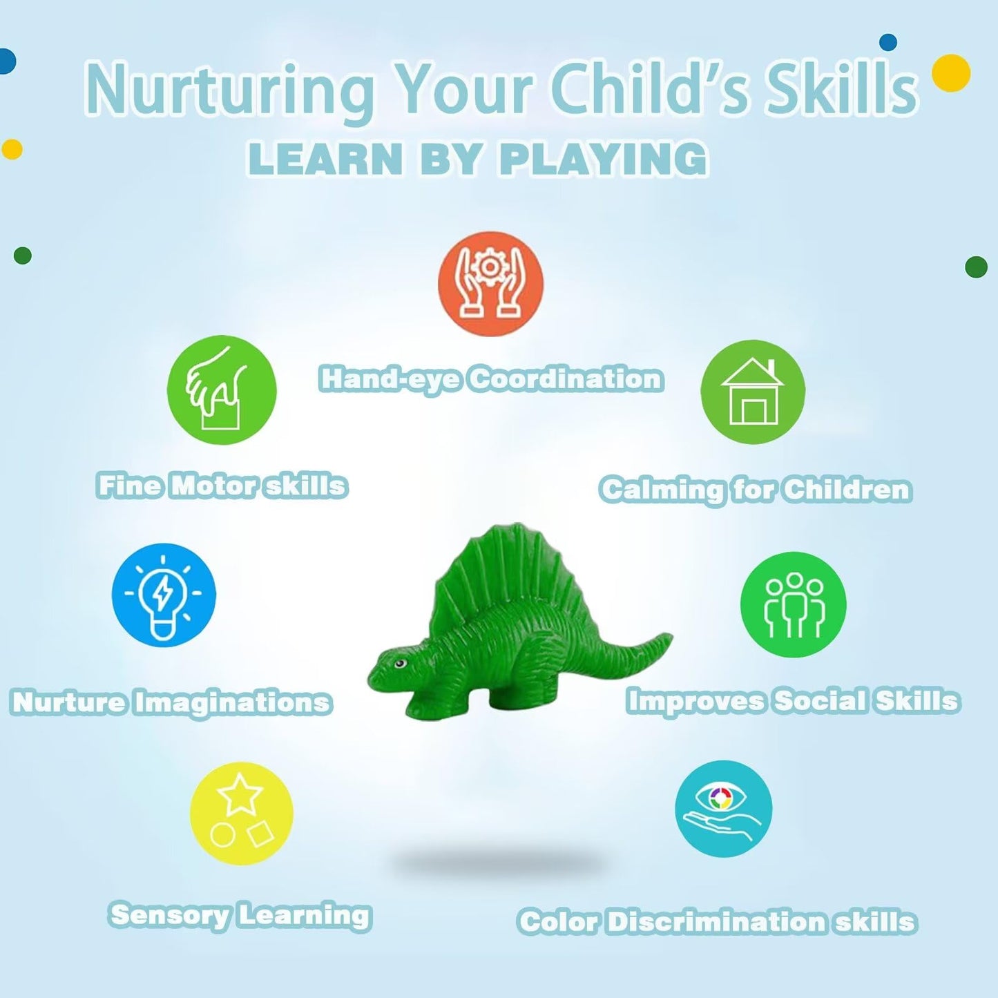 Yiklucg 6 Dino Molds Dough Toys Set with 5 Bright Clays – Creative Play for Kids Aged 3–8
