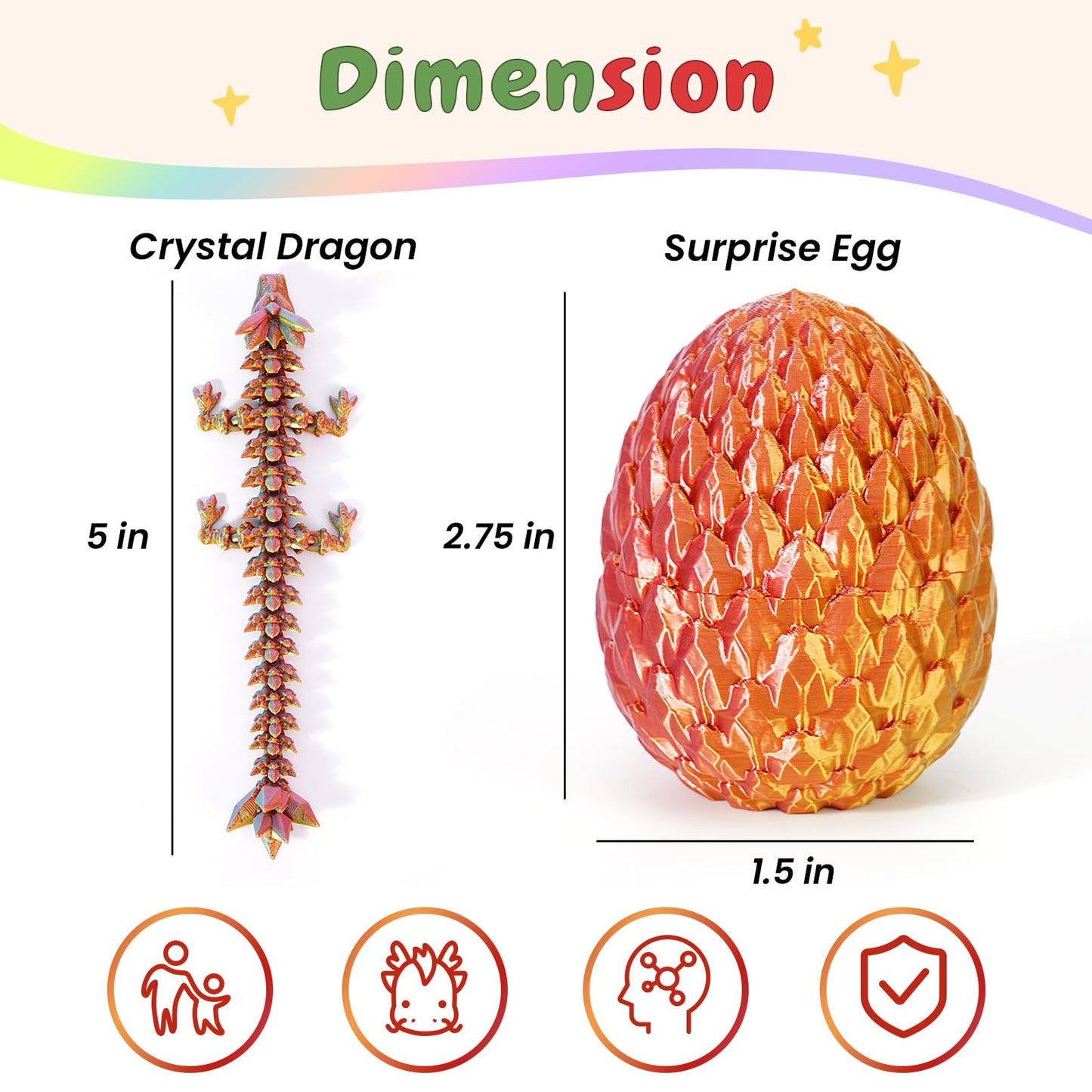 YILCER 4Pcs 3D Printed Dragon Eggs – Realistic Dragons Inside, Easter Gift & Desk Decor