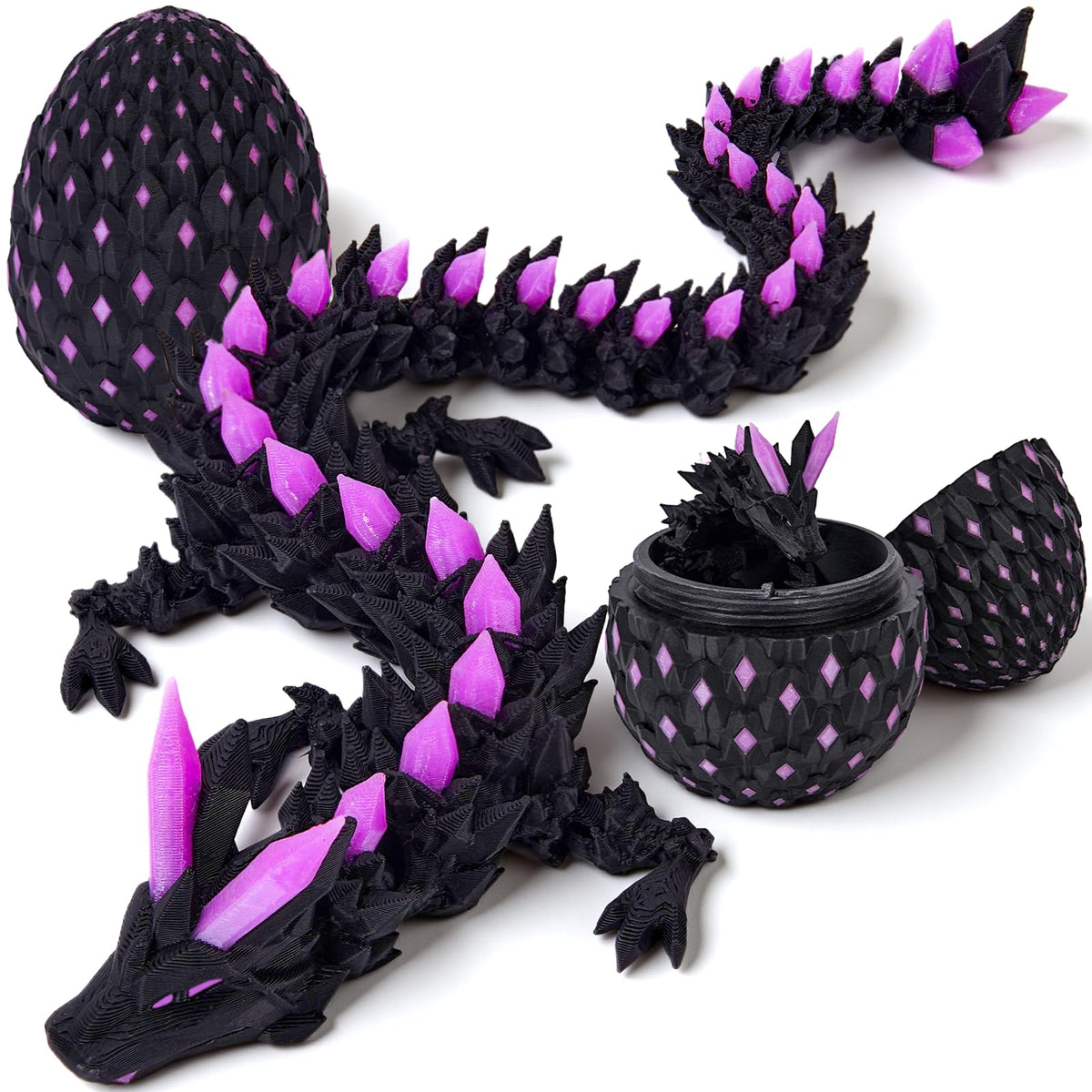 YILCER 3D Printed Dragon Eggs: Glow-in-the-Dark Prefilled Easter Eggs & Dragon Toy for Basket Fillers