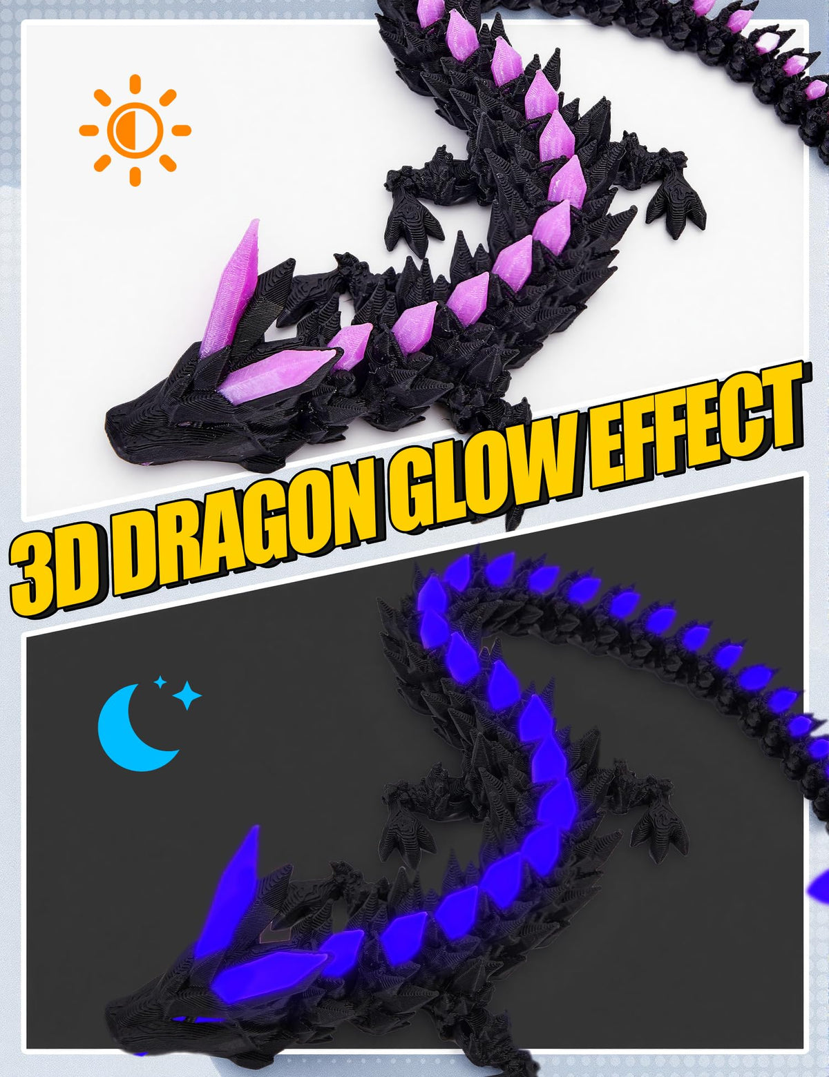 YILCER 3D Printed Dragon Eggs: Glow-in-the-Dark Prefilled Easter Eggs & Dragon Toy for Basket Fillers