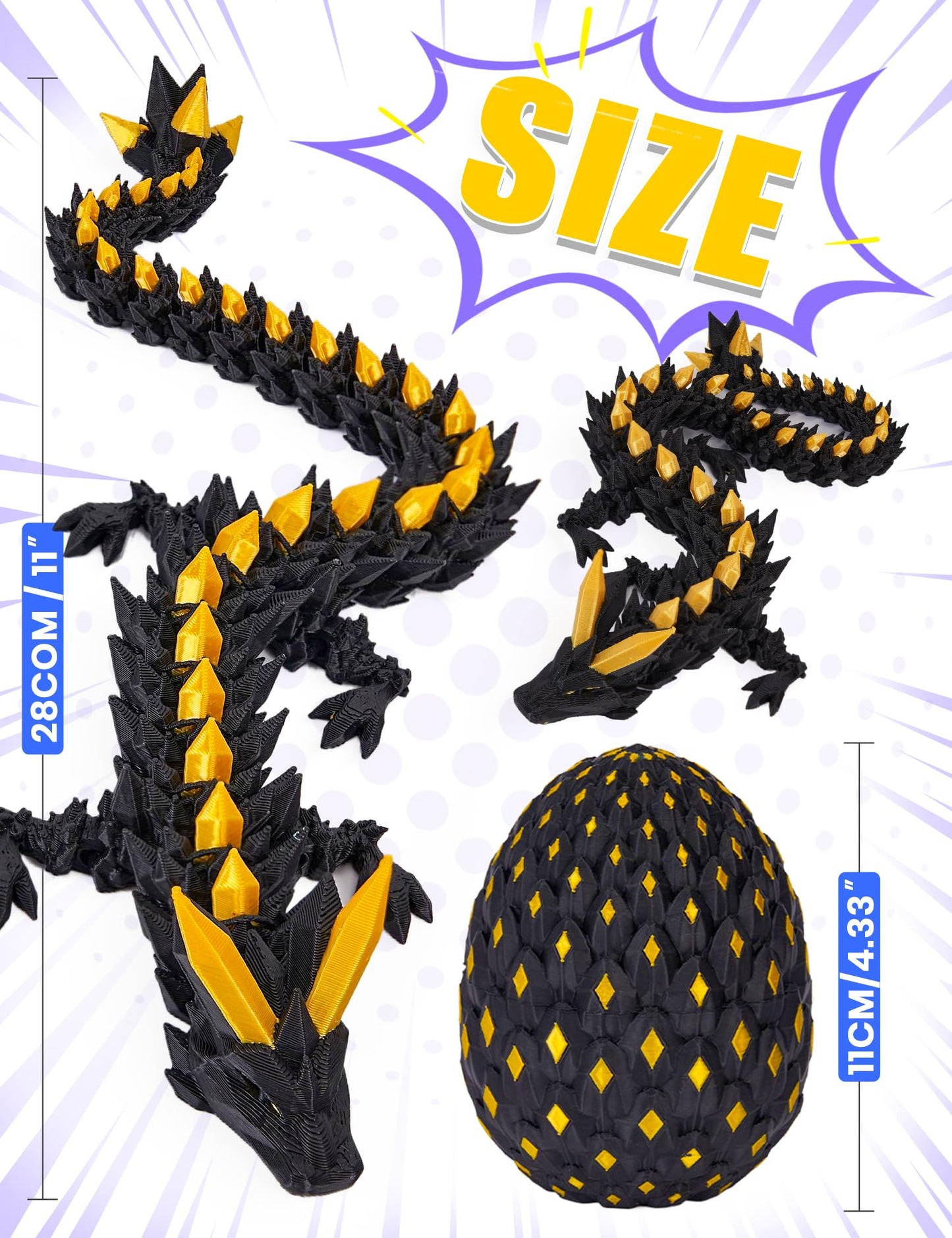 YILCER 3D Printed Dragon Eggs – Glow-in-the-Dark Pre-filled Easter Eggs with Dragon Toy