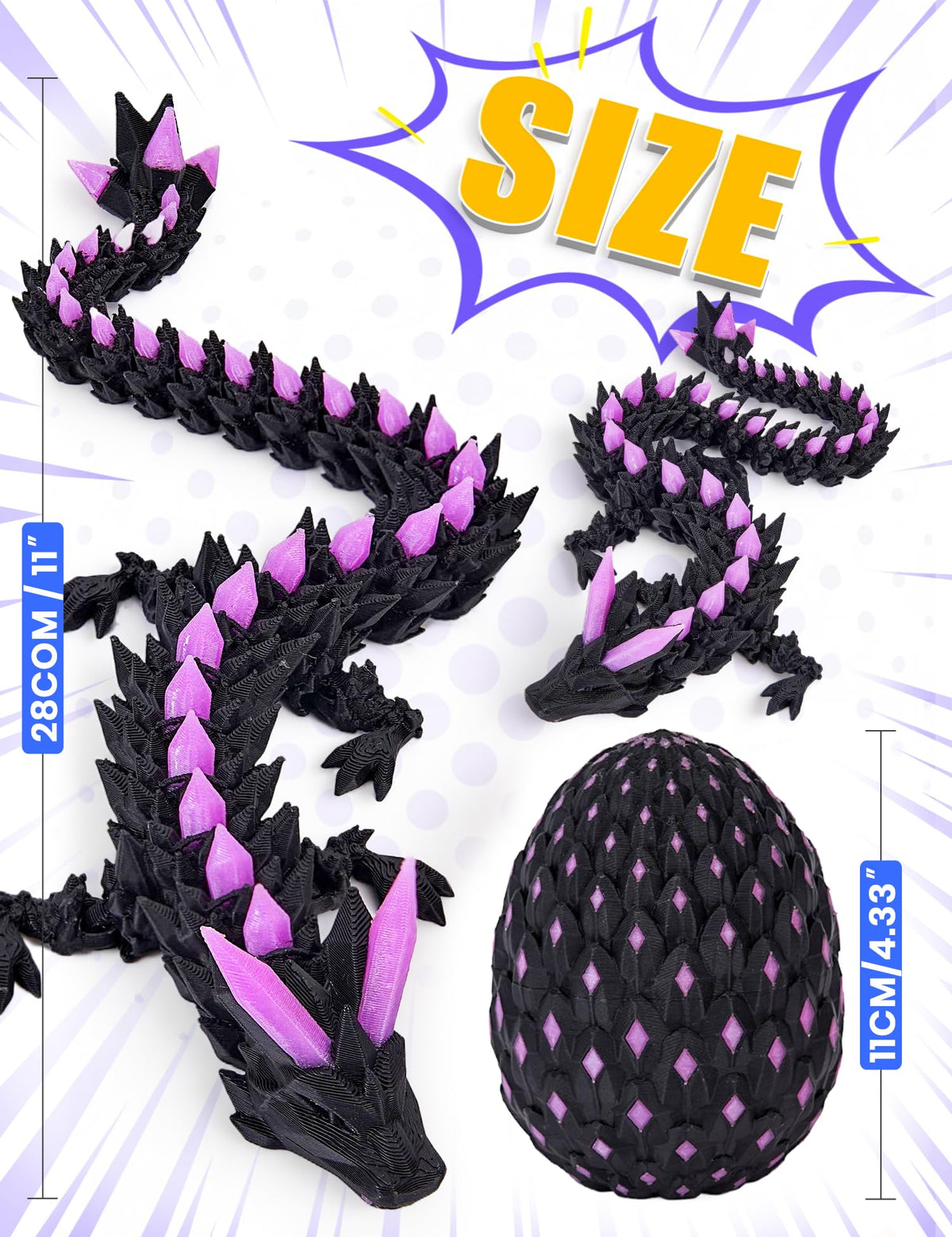 YILCER 3D Printed Dragon Eggs: Glow-in-the-Dark Prefilled Easter Eggs & Dragon Toy for Basket Fillers