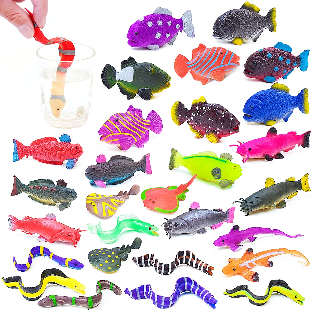 YiliUsAnwU 10 Pcs Sea Animal Bath Toys – Color Changing Stretchy Ocean Fishes
