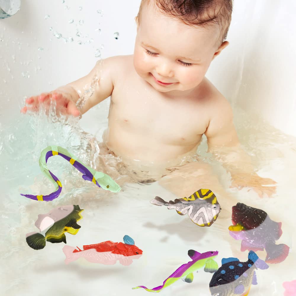 YiliUsAnwU 10 Pcs Sea Animal Bath Toys – Color Changing Stretchy Ocean Fishes