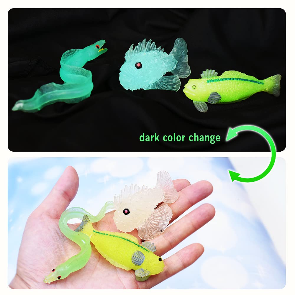 YiliUsAnwU 10 Pcs Sea Animal Bath Toys – Color Changing Stretchy Ocean Fishes