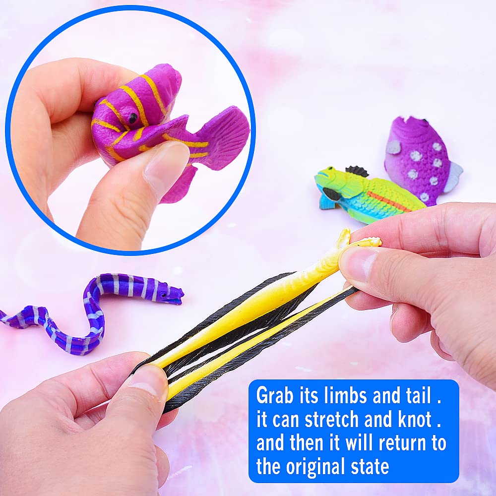 YiliUsAnwU 10 Pcs Sea Animal Bath Toys – Color Changing Stretchy Ocean Fishes