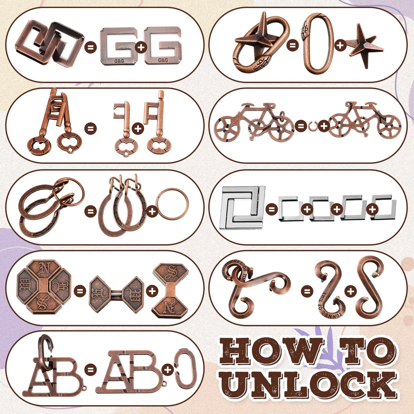 Yilloog 24-Pcs Metal Brain Teaser Puzzles – Difficult Logic & IQ Challenges for Adults