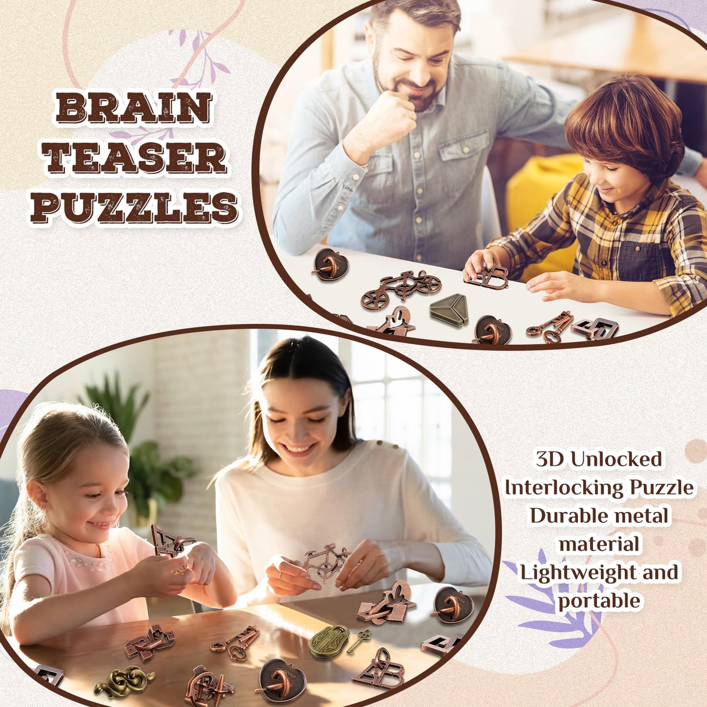 Yilloog 24-Pcs Metal Brain Teaser Puzzles – Difficult Logic & IQ Challenges for Adults