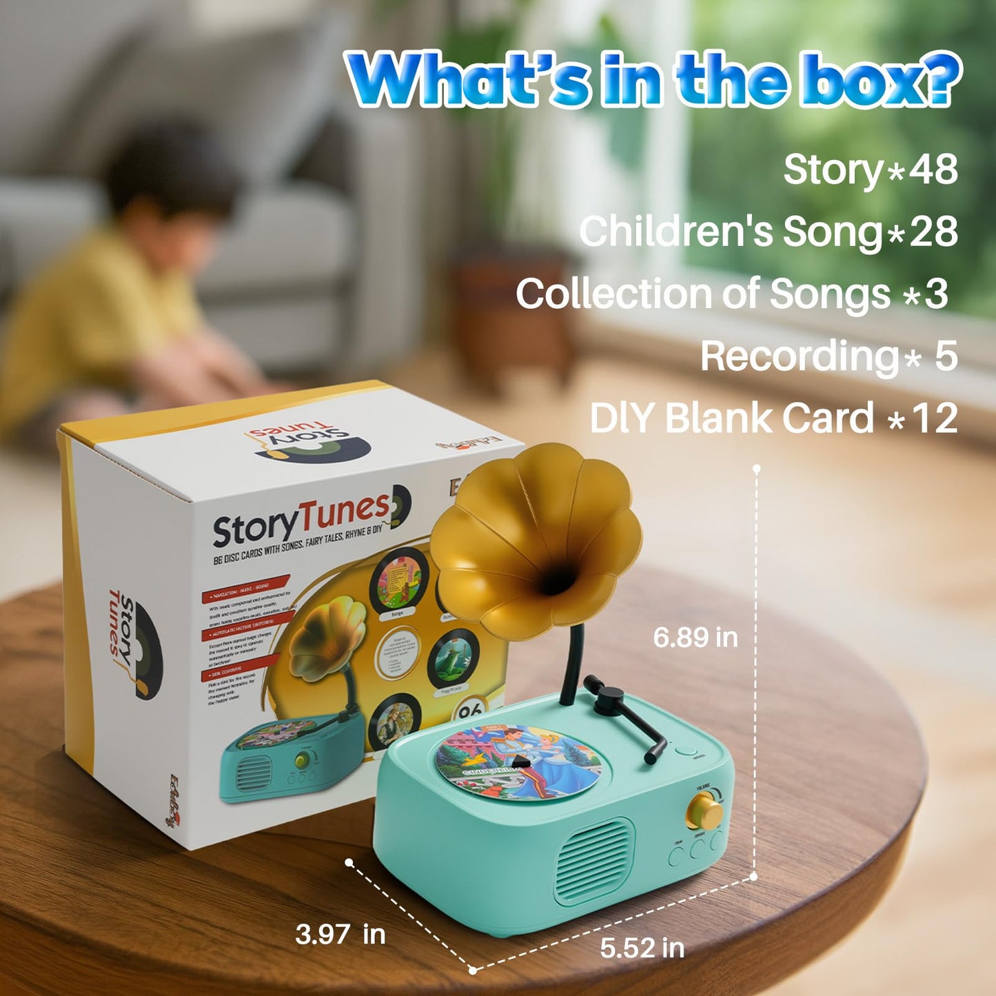Yimido Kids Phonograph Toddler Record Player with 96 Learning Cards