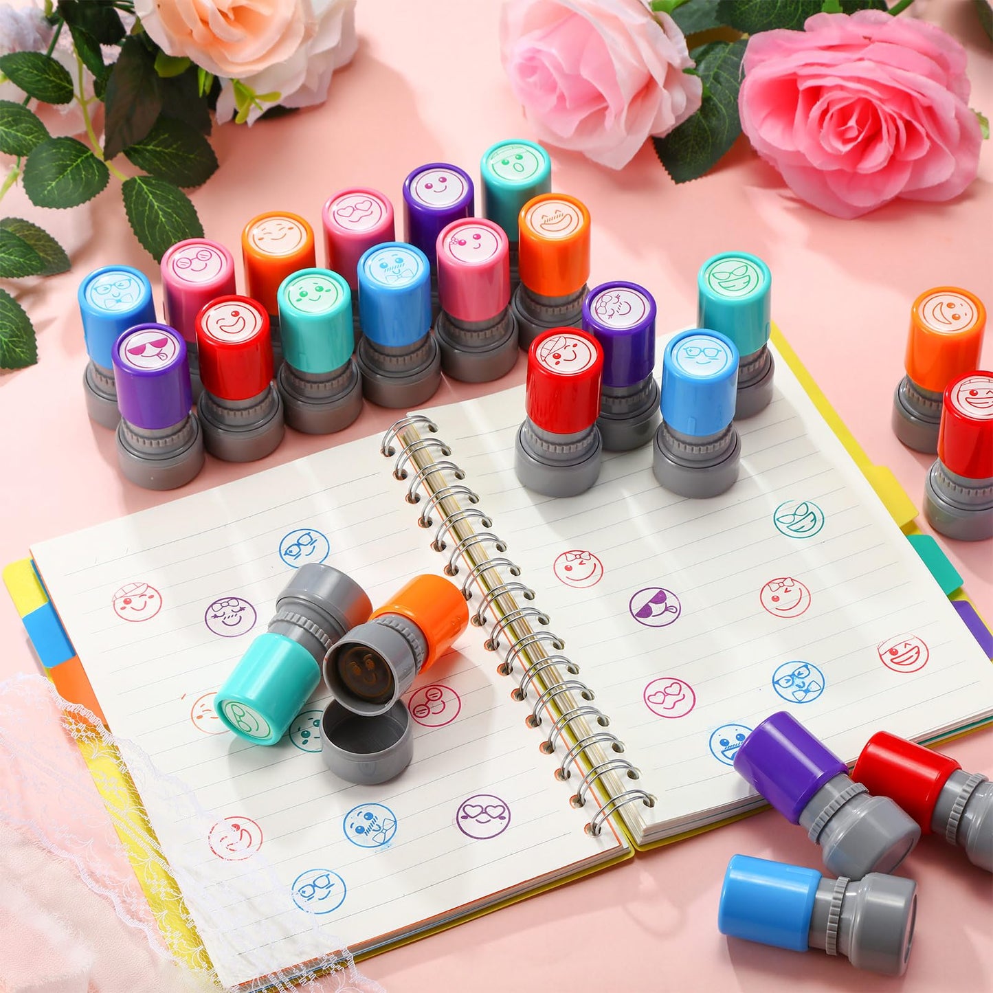 Yinder 24 Pcs Teacher Stamps Set — Self-Inking Classroom Motivational Stamps for Teachers