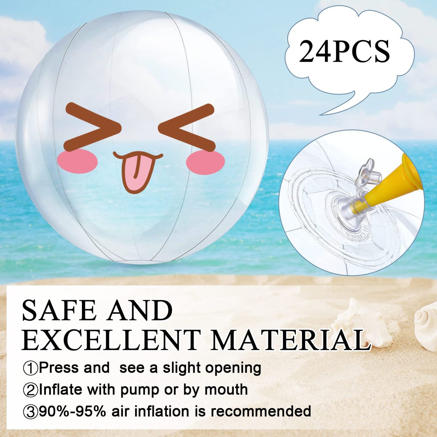 Yinder 24-Piece Inflatable Beach Ball, 6-Inch Pool Floats – Under the Sea Theme, Ocean Summer Party Decor