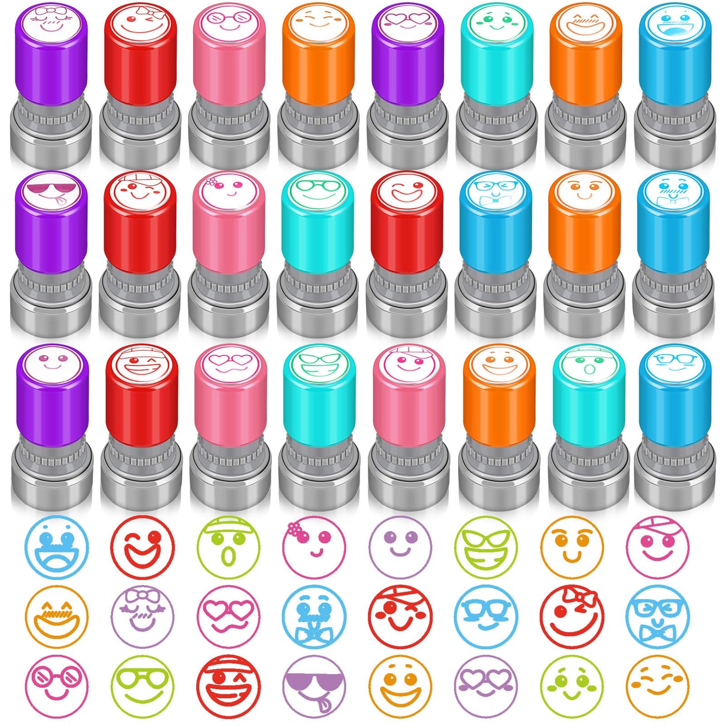 Yinder 24 Pcs Teacher Stamps Set — Self-Inking Classroom Motivational Stamps for Teachers