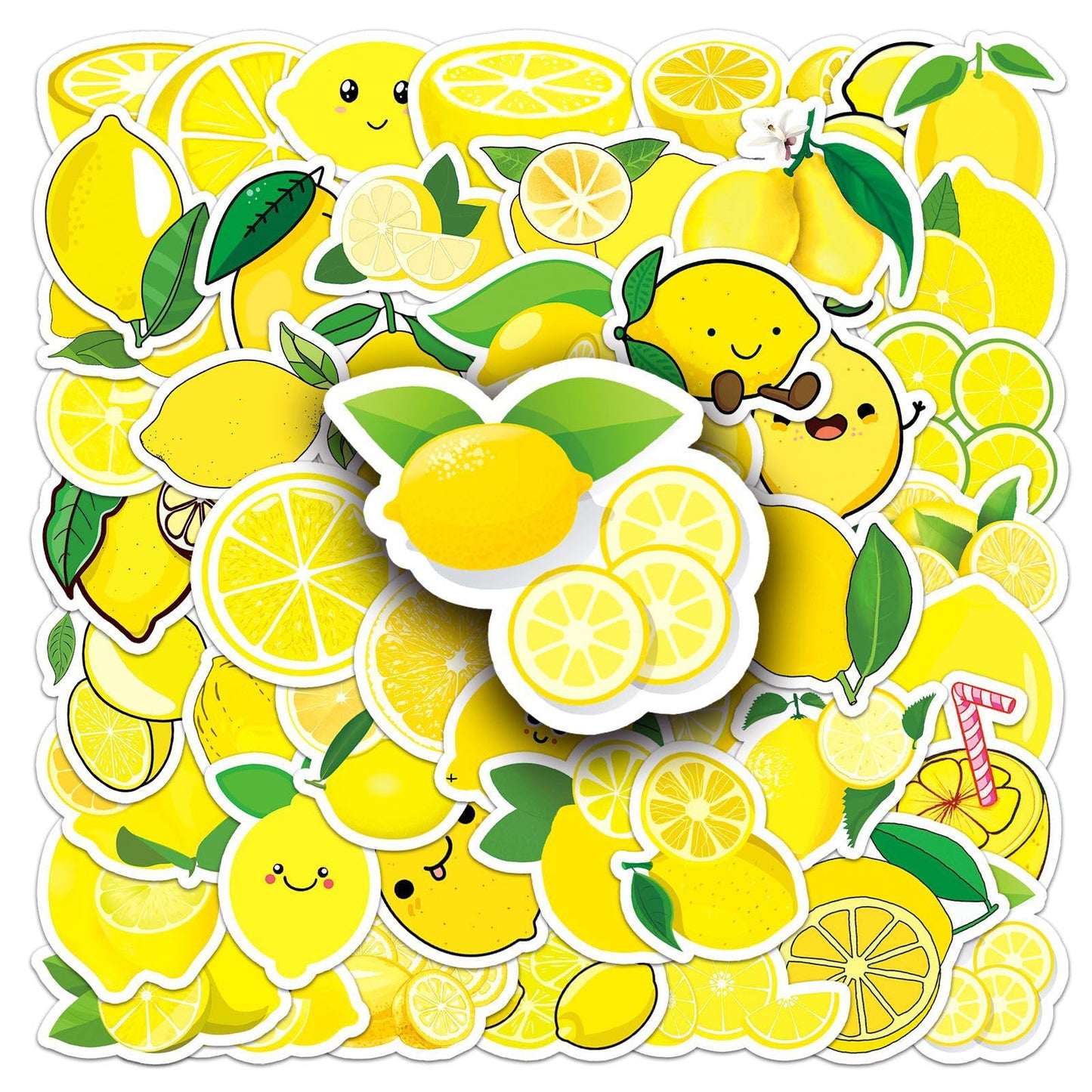 YINFENGKANHAI 50Pcs Cartoon Lemon Sticker Pack – Waterproof Vinyl Decals