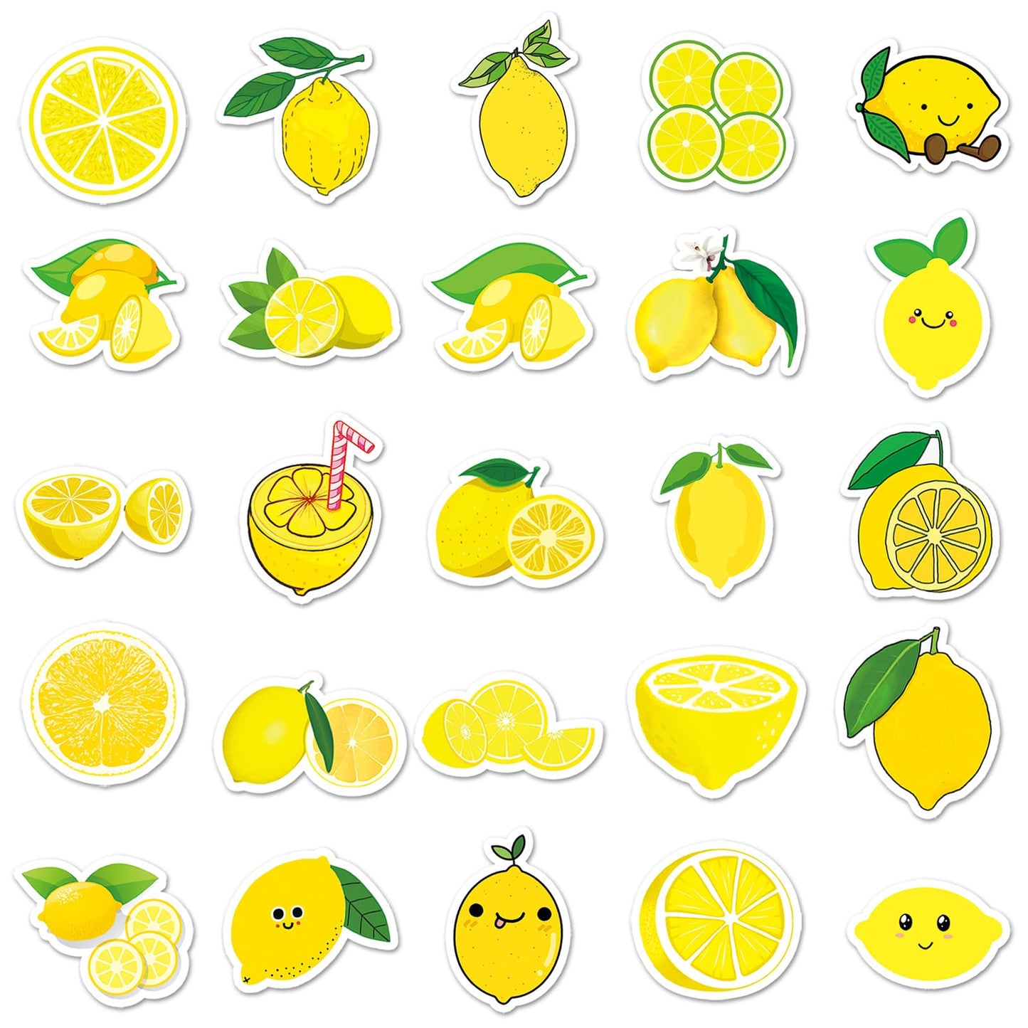 YINFENGKANHAI 50Pcs Cartoon Lemon Sticker Pack – Waterproof Vinyl Decals