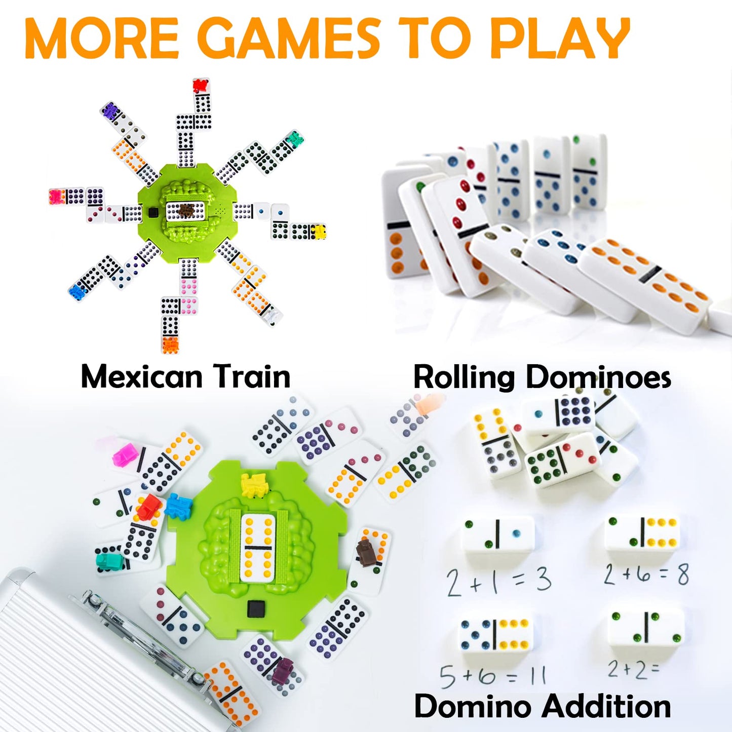 Yinlo Mexican Train Domino Set with Sound Effect | 91 Tiles Double 12 Travel Case