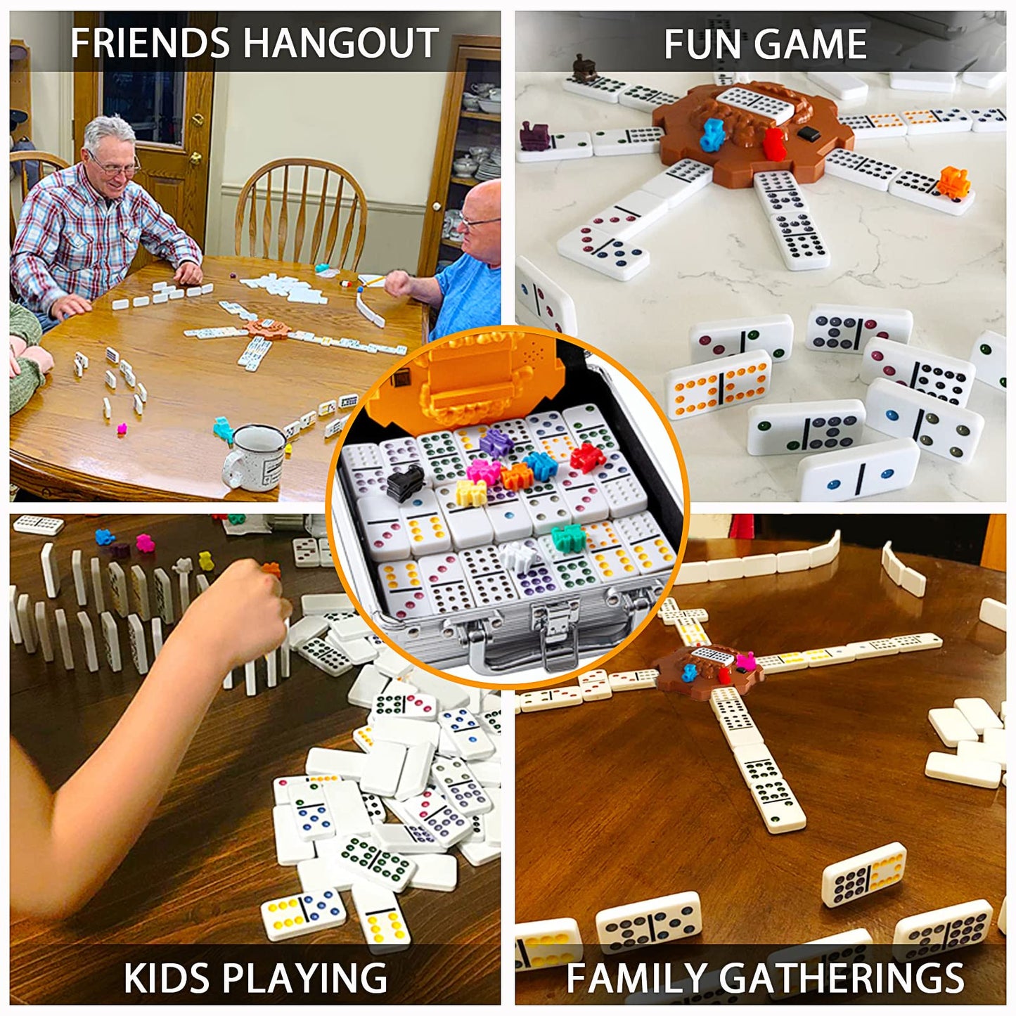 Yinlo Mexican Train Dominoes Set – Double 12, 91 Tiles, 9 Trains, Train Sound