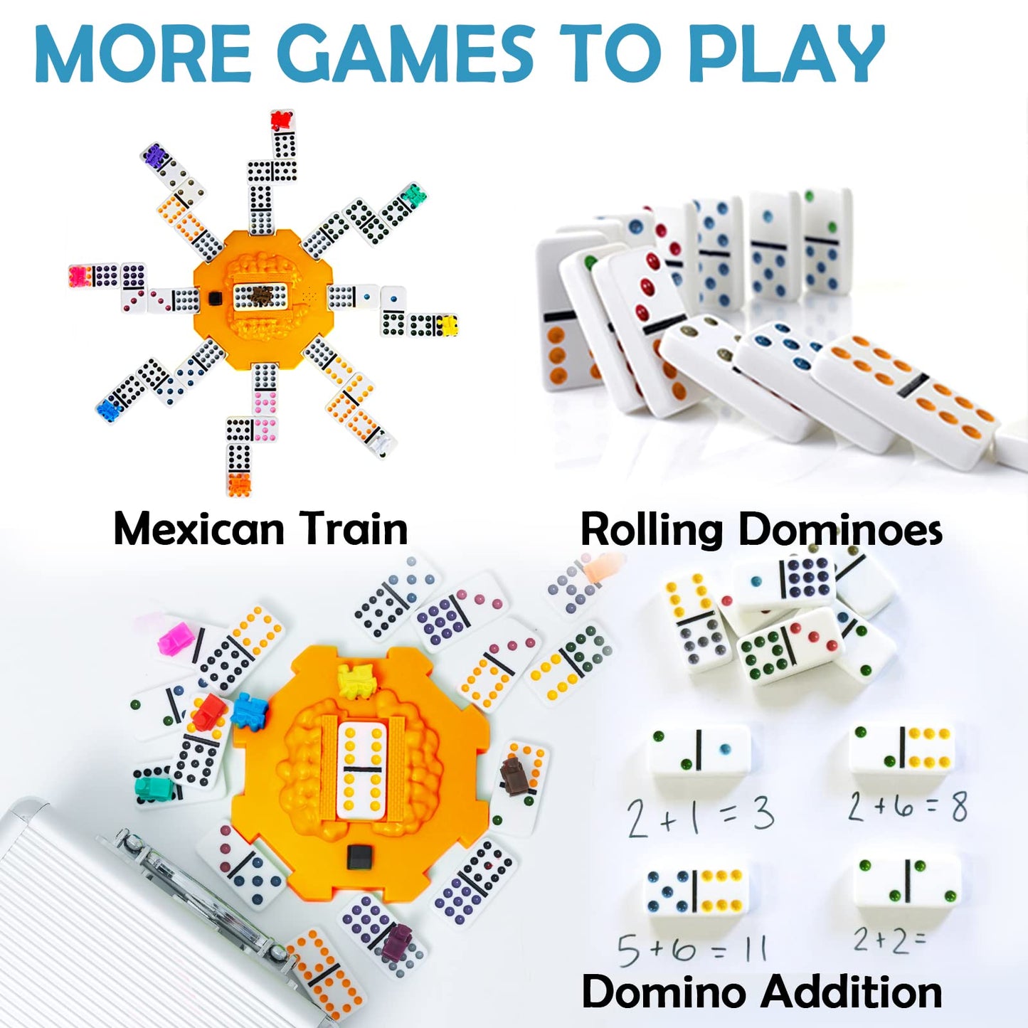 Yinlo Mexican Train Dominoes Set – Double 12, 91 Tiles, 9 Trains, Train Sound
