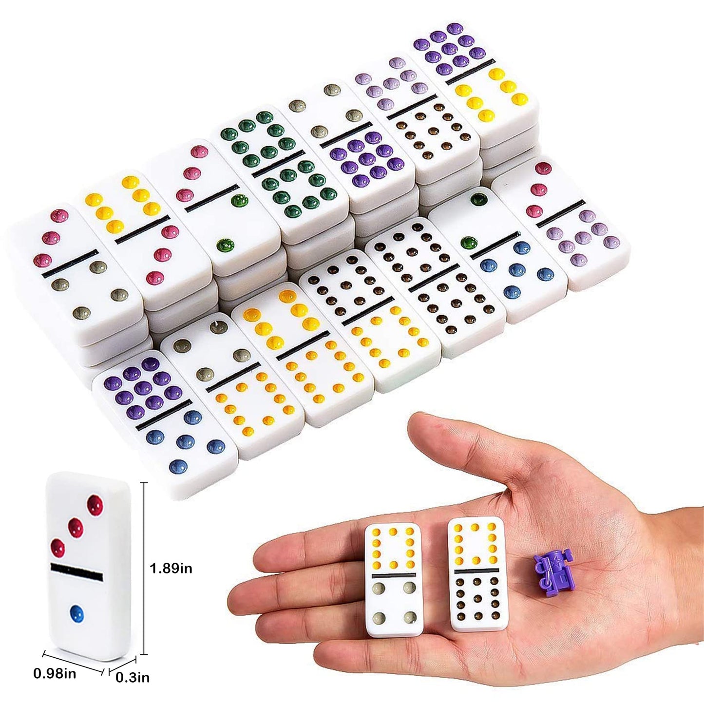 Yinlo Mexican Train Domino Set with Sound Effect | 91 Tiles Double 12 Travel Case