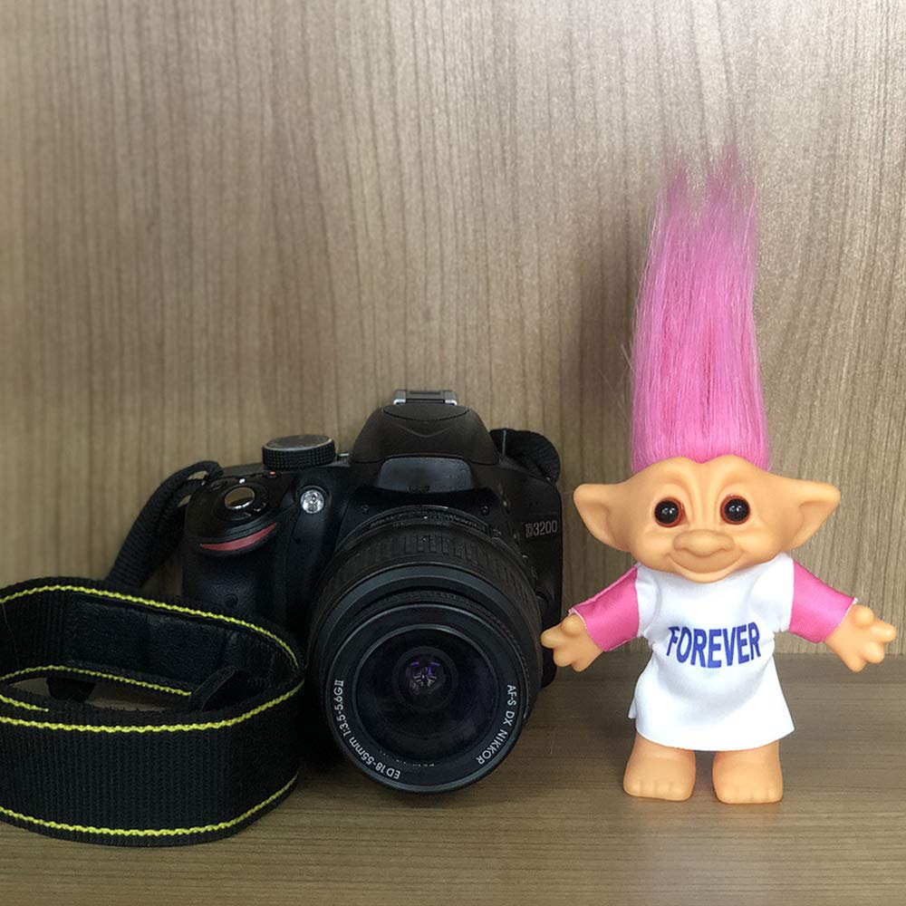 Yintlilocn Vintage Troll Doll – 7.5-inches Pink Hair, Collectible & Craft Toy