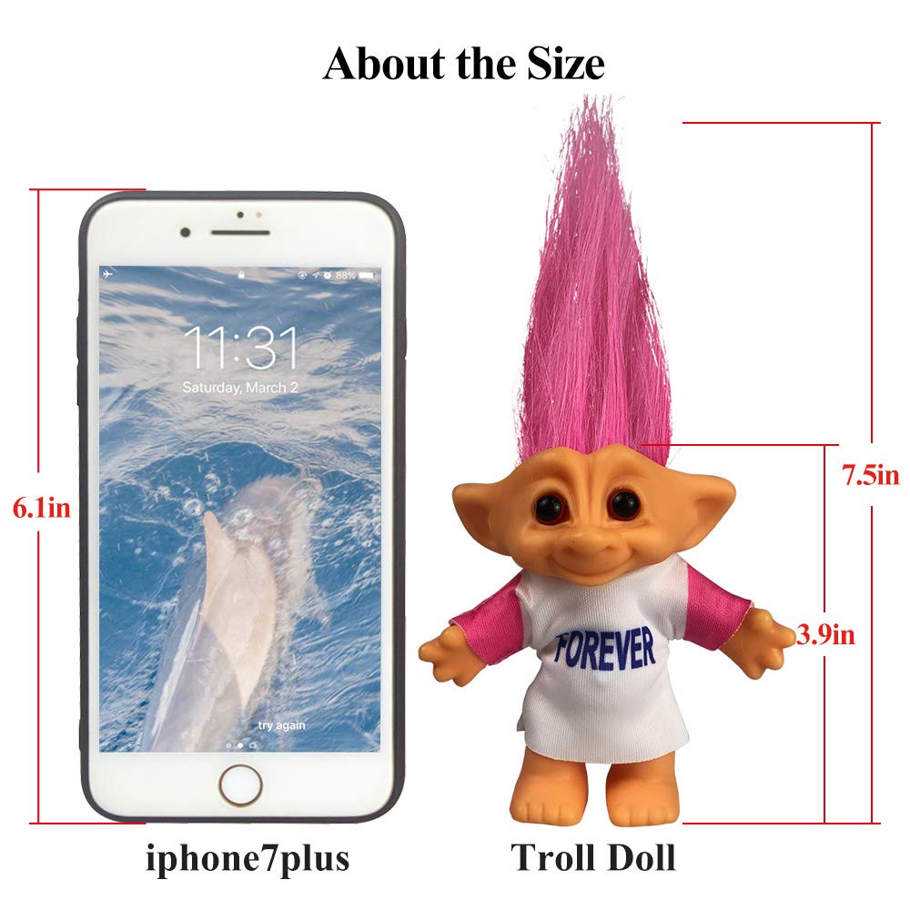 Yintlilocn Vintage Troll Doll – 7.5-inches Pink Hair, Collectible & Craft Toy