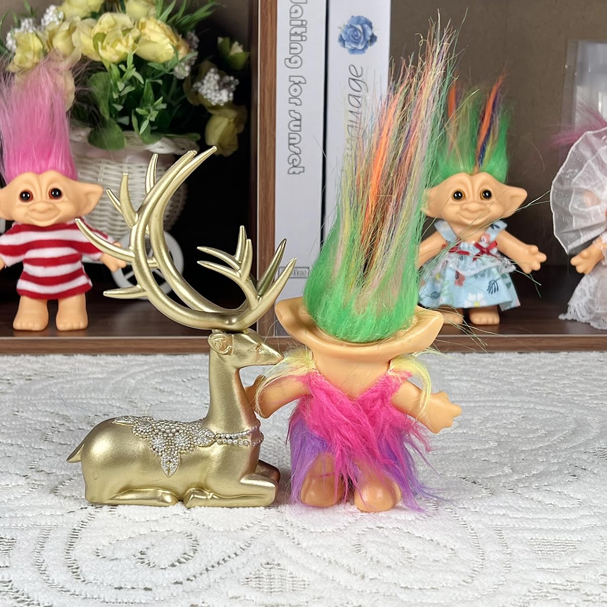 Yintlilocn Vintage Troll Dolls – Chromatic 7.5-inch Tall with Soft Hair for Collections, Crafts & Party Favors