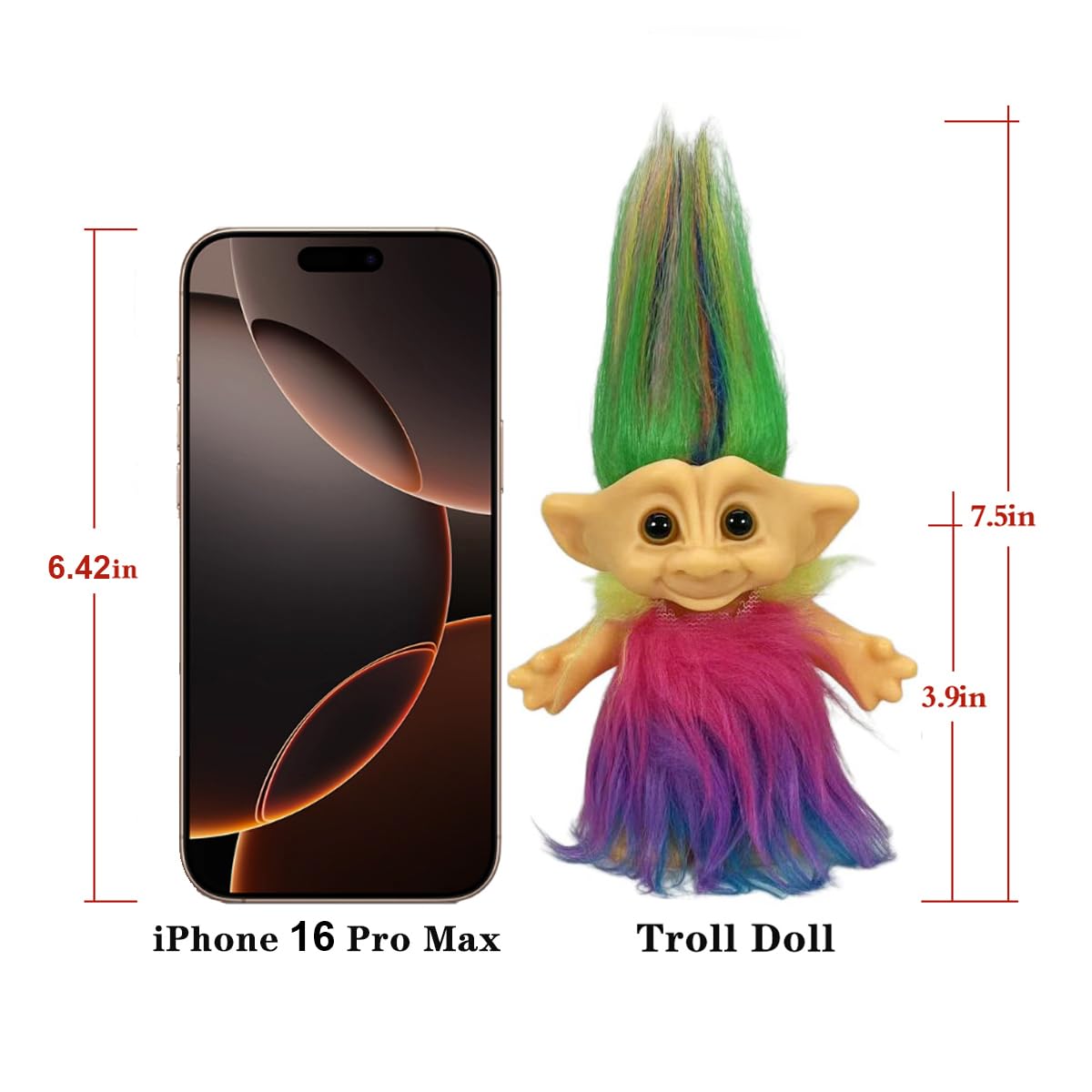 Yintlilocn Vintage Troll Dolls – Chromatic 7.5-inch Tall with Soft Hair for Collections, Crafts & Party Favors