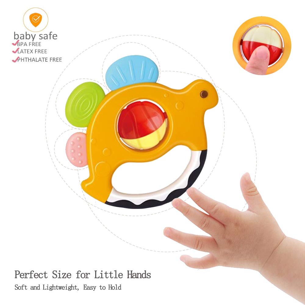 Yiosion Baby Rattles Set: Teether, Shaker & Spin Rattle for 3–12 Months