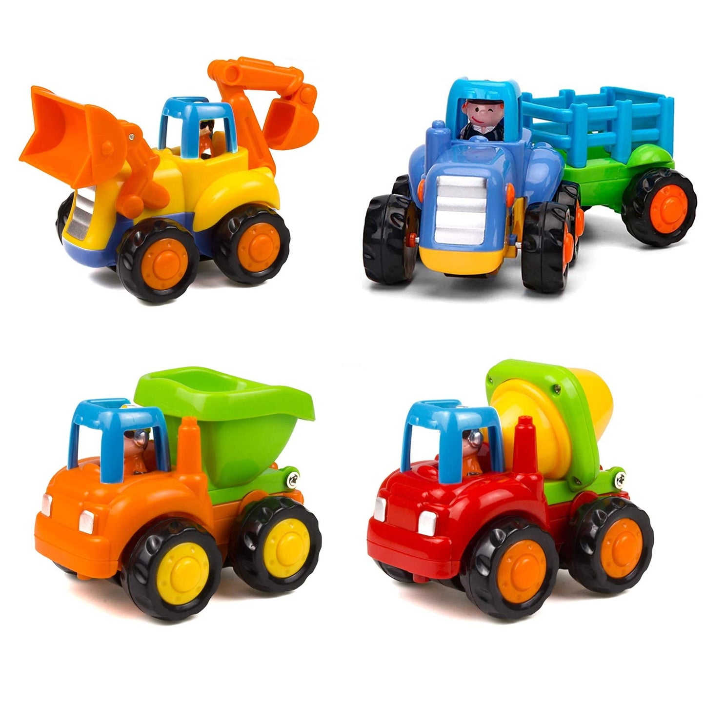 Yiosion Friction Powered Cars – 4-Pack Push & Go Construction Vehicles