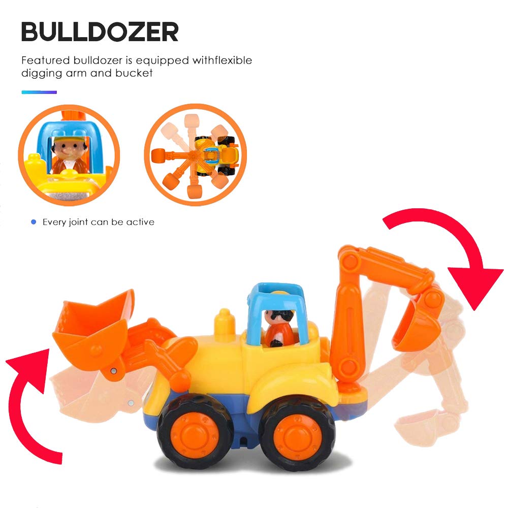 Yiosion Friction Powered Cars – 4-Pack Push & Go Construction Vehicles