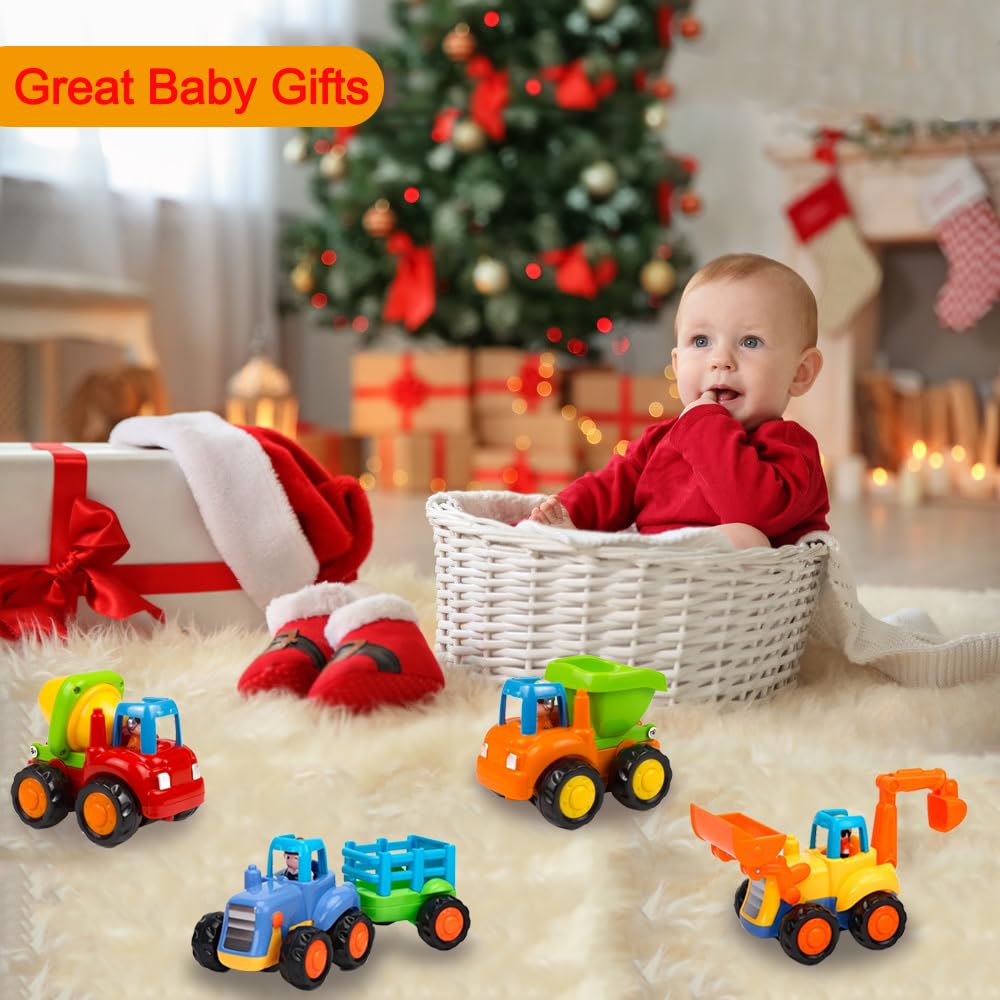 Yiosion Friction Powered Cars – 4-Pack Push & Go Construction Vehicles