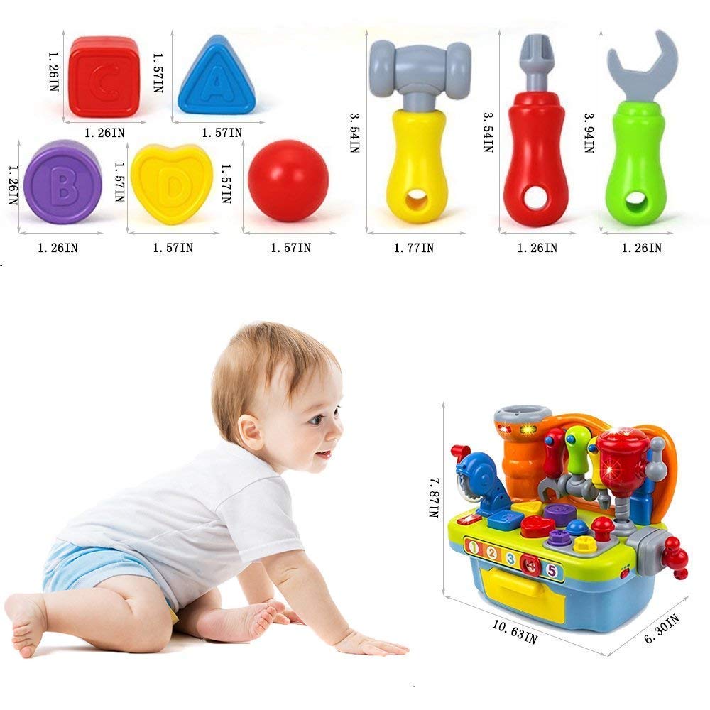Yiosion Musical Learning Tool Workbench | Toddler Tool Bench with Shape Sorter