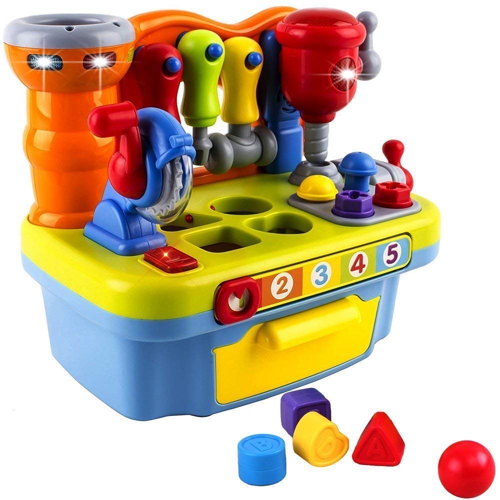 Yiosion Musical Learning Tool Workbench | Toddler Tool Bench with Shape Sorter