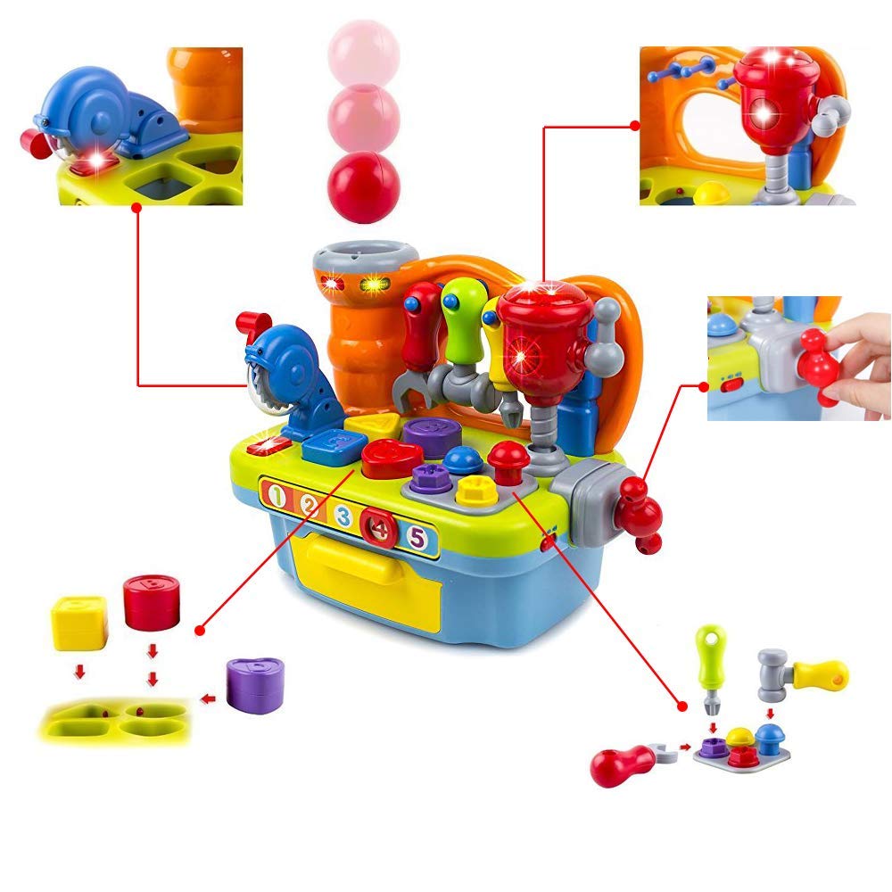 Yiosion Musical Learning Tool Workbench | Toddler Tool Bench with Shape Sorter