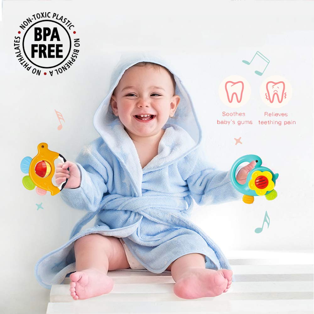 Yiosion Baby Rattles Set: Teether, Shaker & Spin Rattle for 3–12 Months