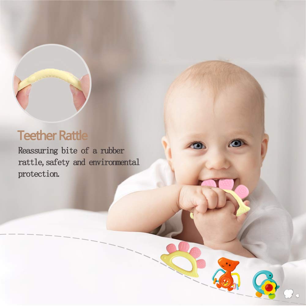 Yiosion Baby Rattles Set: Teether, Shaker & Spin Rattle for 3–12 Months