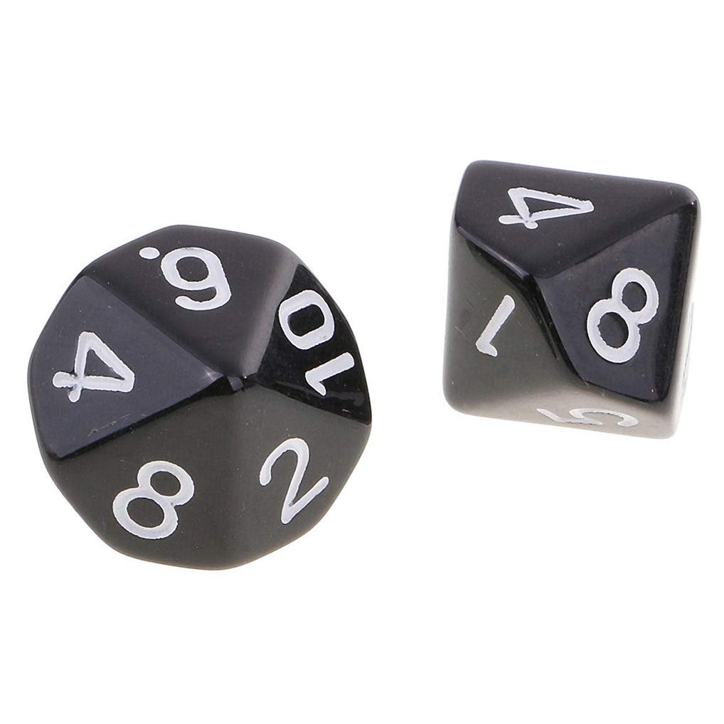 Yiotfandoll 10PCS Polyhedral D10 Dice Set - 16mm Acrylic D&D MTG RPG Table Games (Black)