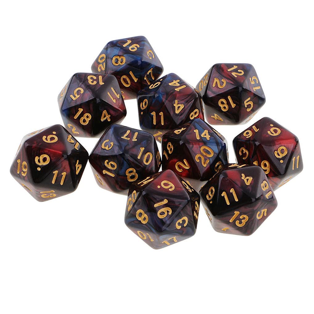 Yiotfandoll 10pcs Polyhedral D20 Dice 20mm Acrylic - Red & Blue for RPG, DND, MTG