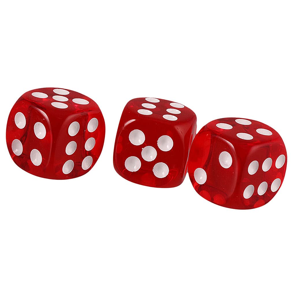 Yiotfandoll 10Pcs D6 Dice - 16mm Acrylic, Transparent Red for RPG, DND, MTG