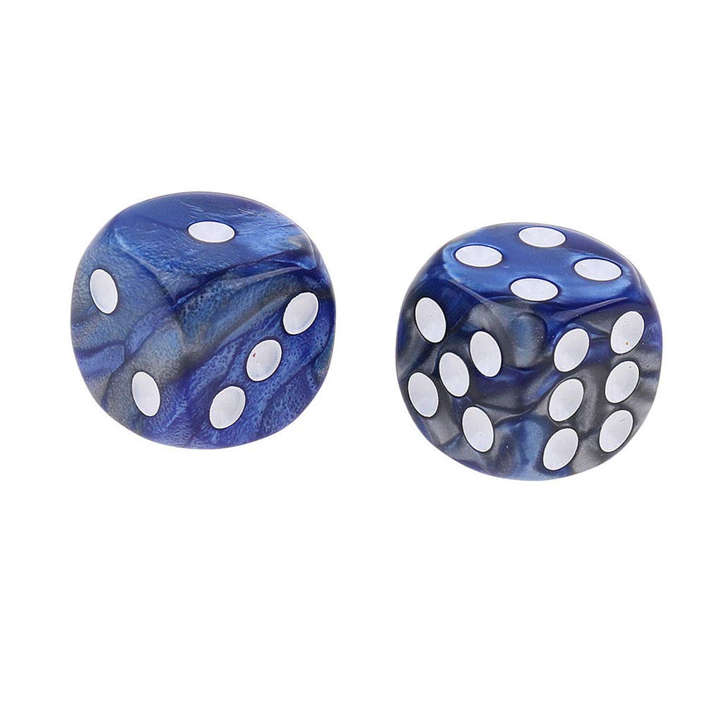 Yiotfandoll 10PCS D6 Dice 16mm – Blue Silver Acrylic Polyhedral Dice for RPG, DND, MTG