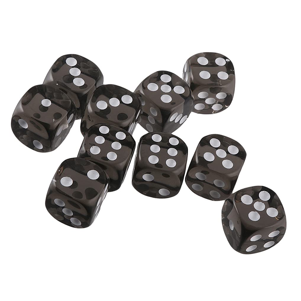 Yiotfandoll 10pcs D6 Dice Set (16mm) - Acrylic Polyhedral Dice for RPG, MTG, DND, Tabletop Games, Transparent Black