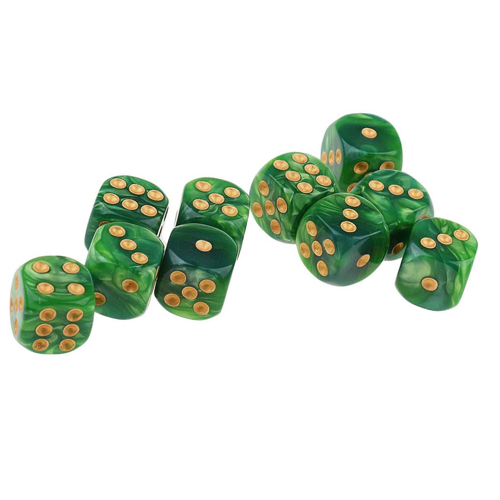 Yiotfandoll 10PCS Polyhedral D6 Dice 16mm – Acrylic Tabletop Dice for RPG MTG DND (Green Yellow)