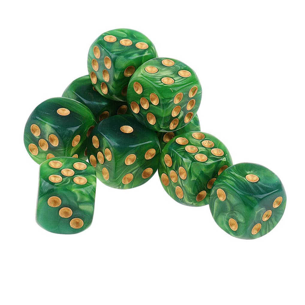 Yiotfandoll 10PCS Polyhedral D6 Dice 16mm – Acrylic Tabletop Dice for RPG MTG DND (Green Yellow)