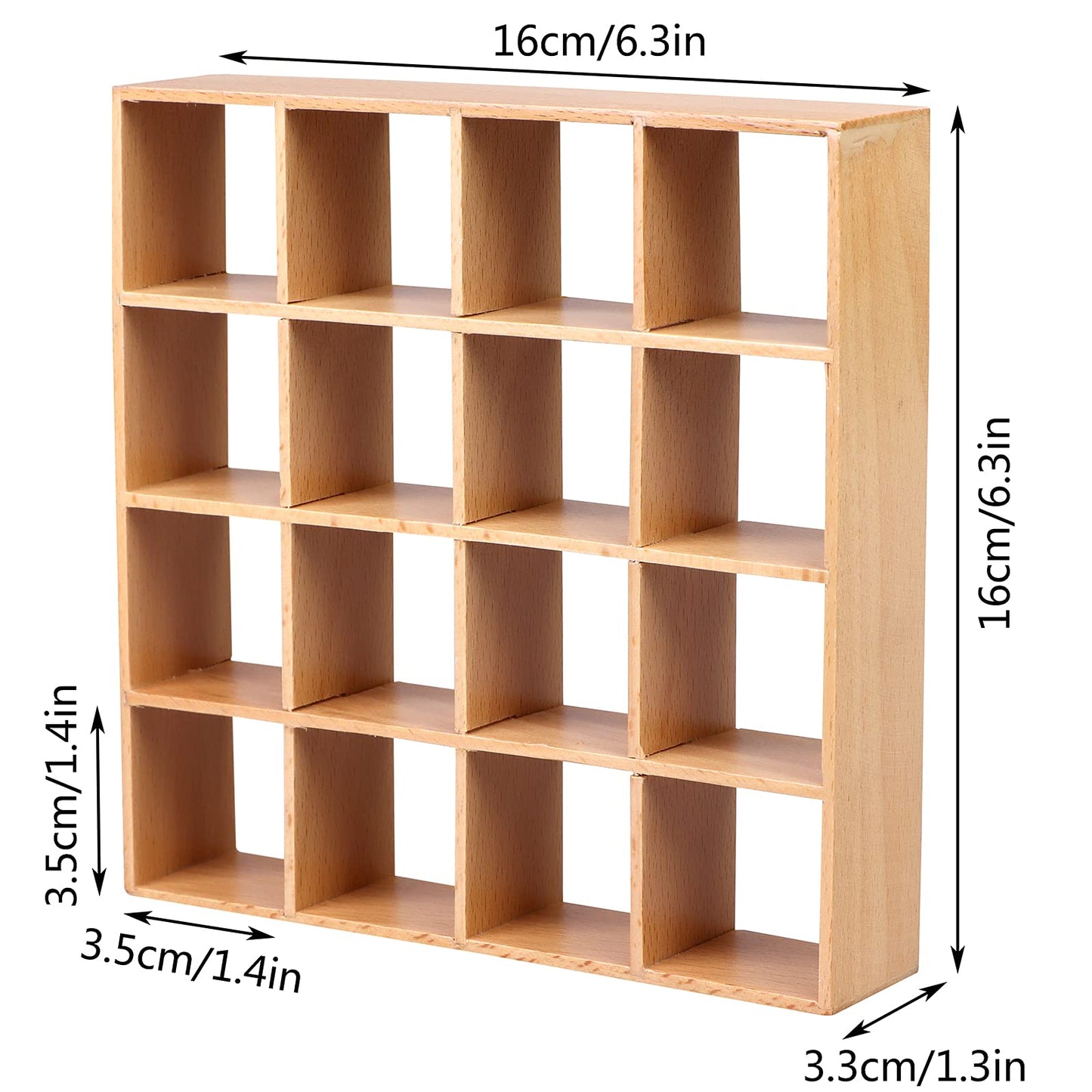 Yiphates 1:12 Dollhouse Wooden Storage Rack with 16-Grid Shelves