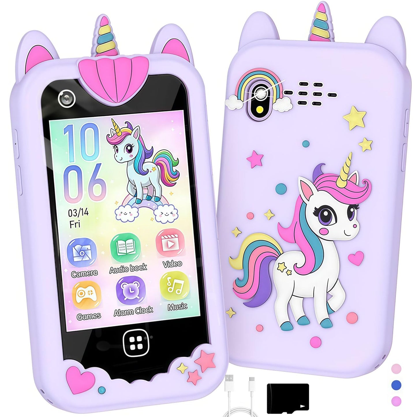 Yiphun Kids Smart Phone for Girls – 2.8-inch Touchscreen Learning Toy with Dual Camera, 8GB