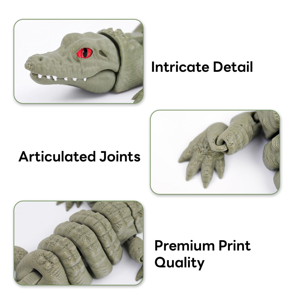 Yipintang 3D Printed Alligator: Flexible Desk Fidget Creature, 7.9 Inches
